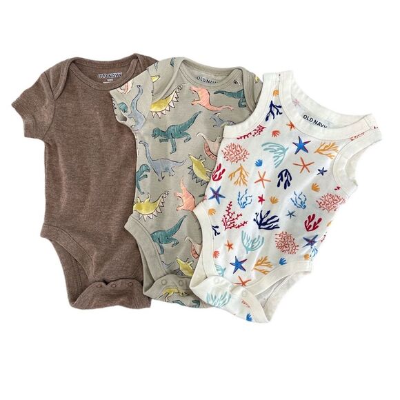 Old Navy 3-Pack Baby Boys Short/Sleeves Bodysuits 0-3 M - Picture 1 of 5